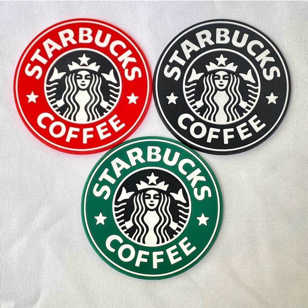 Starbucks Red, Black, and Green Logo Coasters set of 4